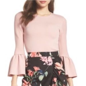 Pale Pink Eliza J Social Bell Sleeve Top